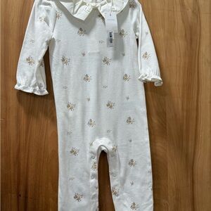 Janie and Jack White Floral Kids Footie